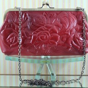 Patricia Nash Gorgeous Tooled Italian Leather Bag - Red